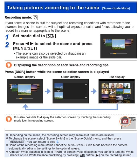 How to bring up SCN selector without touching the screen | DPReview Forums