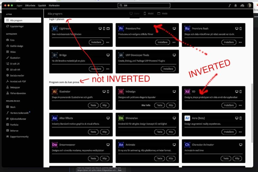 Inverted Screen Example Big Sur - inverted screen after calibration with i1 | DPReview Forums