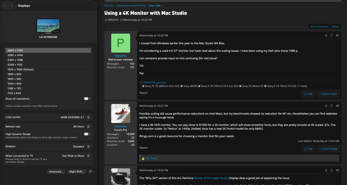 Using a 4K Monitor with Mac Studio | DPReview Forums